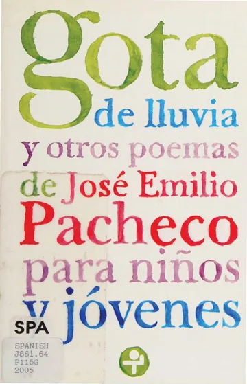 Gota de lluvia y otros poemas para niños y jóvenes de José Emilio Pacheco, portada del libro