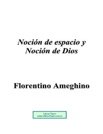 Ameghino, Florentino de Nocion De Espacio Y Dios, portada del libro