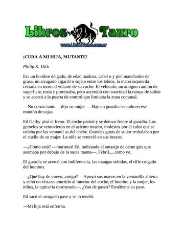 ¡CURA A MI HIJA, MUTANTE! de Philip K. Dick, portada del libro