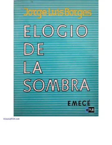 Elogio de la sombra de Jorge Luis Borges, portada del libro