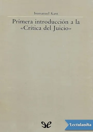 Primera introducción a la «Crítica del Juicio» de Immanuel Kant, portada del libro