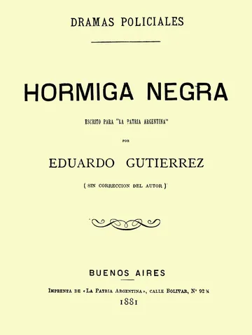 Hormiga negra de Eduardo Gutierrez, portada del libro