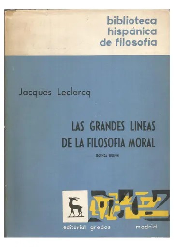 Las grandes Lineas de la Filosofia Moral de Jacques Leclercq, portada del libro