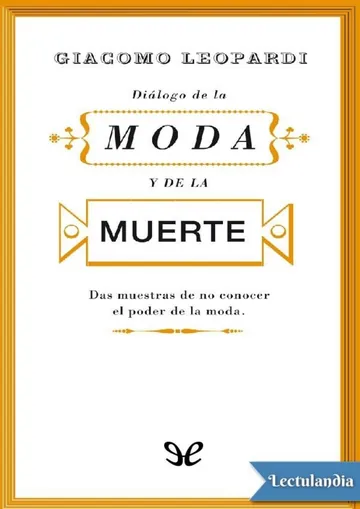 Diálogo de la moda y de la muerte de Giacomo Leopardi, portada del libro