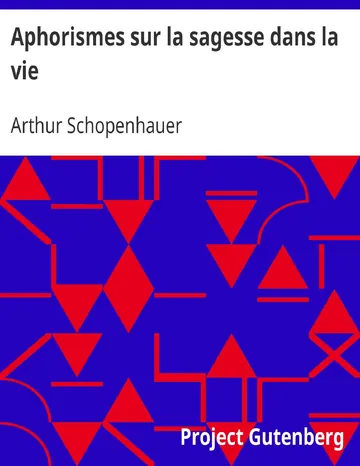 Aphorismes sur la sagesse dans la vie d’Arthur Schopenhauer, couverture du livre