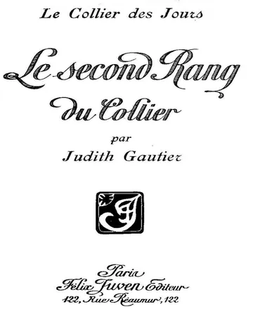 Le collier des jours: Le second rang du collier de Judith Gautier, couverture du livre