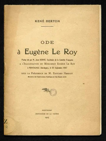 Ode à Eugène Le Roy de René Berton, couverture du livre