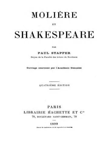 Molière et Shakespeare de Paul Stapfer, couverture du livre