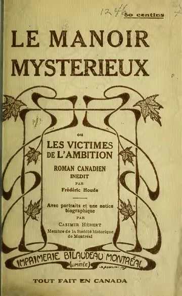 Le manoir mystérieux de Frédéric Houde, couverture du livre