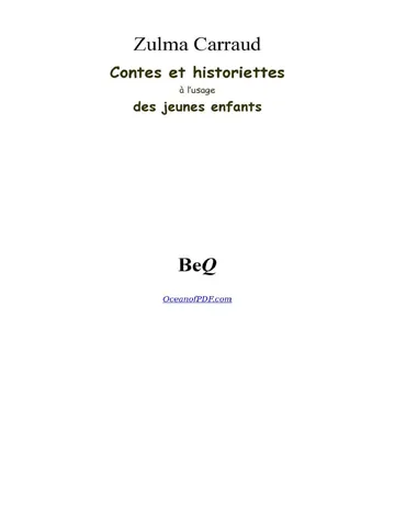 Contes et historiettes de Zulma Carraud, couverture du livre