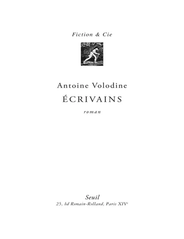 Ecrivains d’Antoine Volodine, couverture du livre