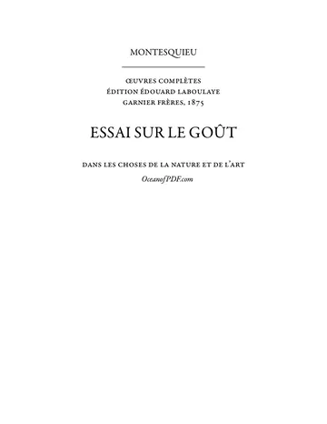 Essai sur le goût de Montesquieu, couverture du livre