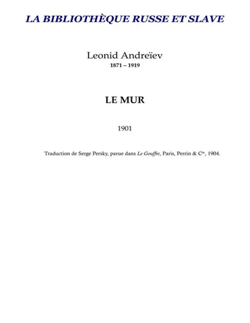 Le Mur d’Andreiev, couverture du livre