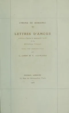 Lettres d'amour de Cyrano de Bergerac, couverture du livre