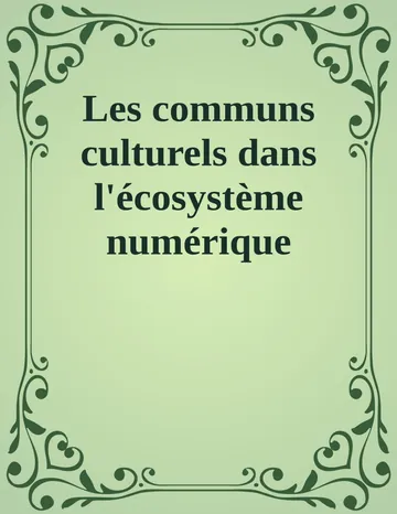 Les communs culturels dans l'écosystème numérique de Maud Pelissier, couverture du livre