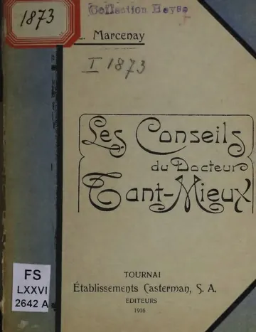 Les Conseils du Docteur Tant-Mieux de L. Marcenay, couverture du livre