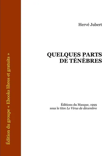 Quelques Parts De Ténèbres d’Hervé Jubert, couverture du livre