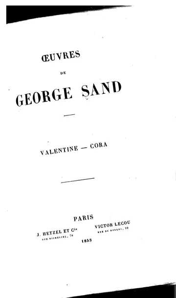 Cora de George Sand, couverture du livre