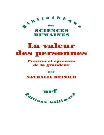 La valeur des personnes de Nathalie Heinich, couverture du livre