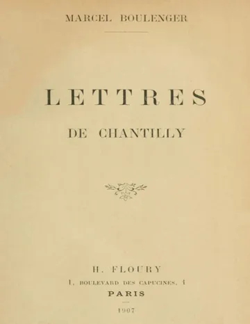 Lettres de Chantilly de Marcel Boulenger, couverture du livre