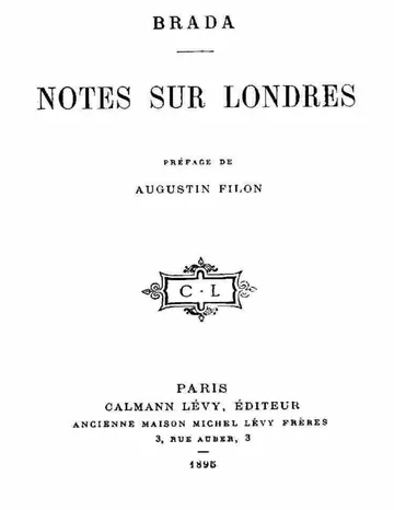 Notes sur Londres de Brada, couverture du livre