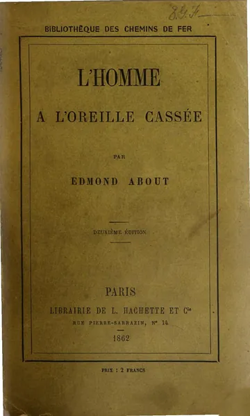 L'homme à l'oreille cassée d’Edmond About, couverture du livre