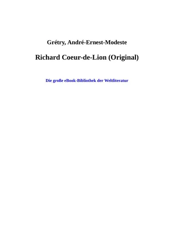 Richard Coeur-de-Lion (Original) d’André-Ernest-Modeste Grétry, couverture du livre
