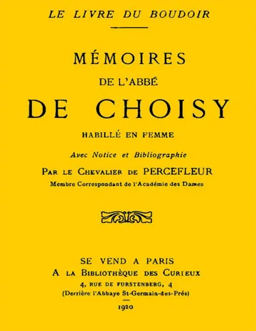 Aventures de l'abbé de Choisy habillé en femme d’abbé de Choisy, couverture du livre