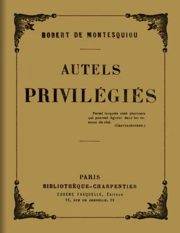 Autels privilégiés de comte de Robert Montesquiou-Fézensac, couverture du livre