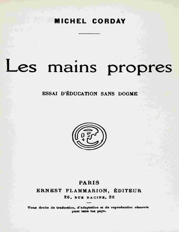 Les mains propres de Michel Corday, couverture du livre