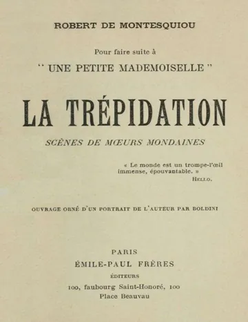 La trépidation de comte de Robert Montesquiou-Fézensac, couverture du livre