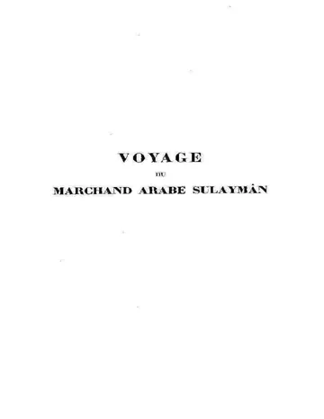 Voyage du marchand arabe Sulaymân en Inde et en Chine rédigé en 851 / Suivi de remarques par Abû Zayd Hasan (vers 916), traduit de l'arabe avec introduction, glossaire et index par Gabriel Ferrand d’active 10th century Abu Zayd Hasan ibn Yazid Sirafi, couverture du livre