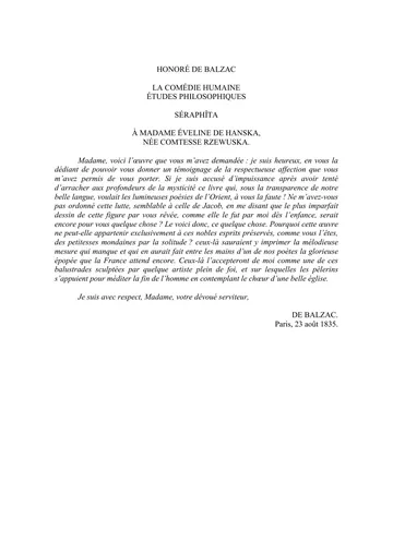Séraphîta d’Honoré Balzac, couverture du livre