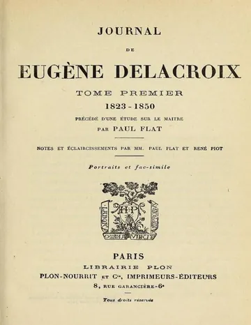 Journal de Eugène Delacroix, Tome 1 (de 3) 1823-1850 d’Eugène Delacroix, couverture du livre