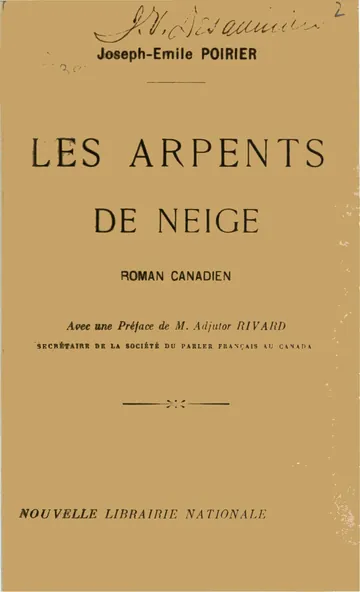 Les arpents de neige de Joseph-Émile Poirier, couverture du livre