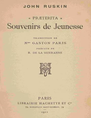 "Præterita": souvenirs de jeunesse de John Ruskin, couverture du livre