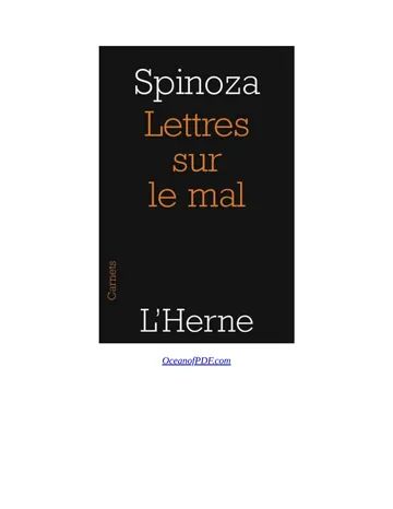 Lettres sur le mal de Baruch Spinoza, couverture du livre