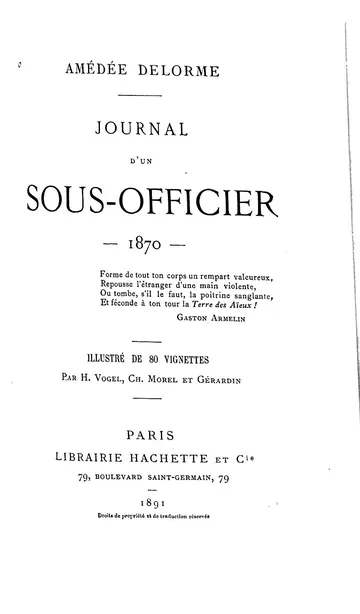 Journal d'un sous-officier, 1870 d’Amédée Delorme, couverture du livre