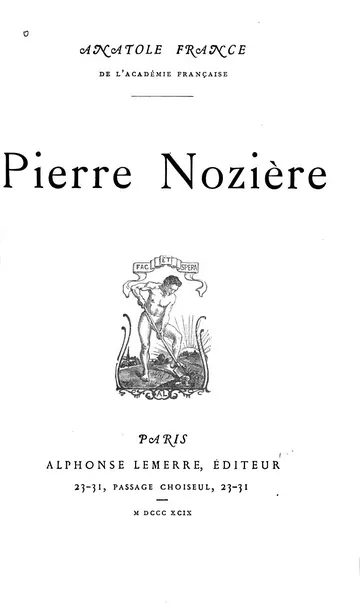 Pierre Nozière d’Anatole France, couverture du livre