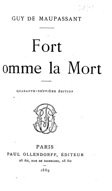 Fort comme la mort de Guy de Maupassant, couverture du livre