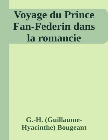Voyage du Prince Fan-Federin dans la romancie de G.-H. (Guillaume-Hyacinthe) Bougeant, couverture du livre