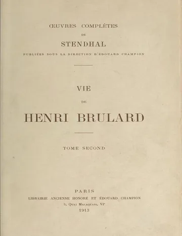 Vie de Henri Brulard, tome 2 de Stendhal, couverture du livre