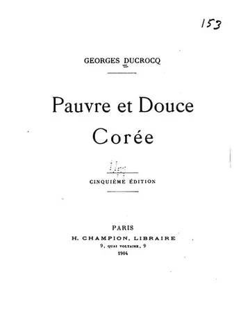 Pauvre et douce Corée de Georges Ducrocq, couverture du livre