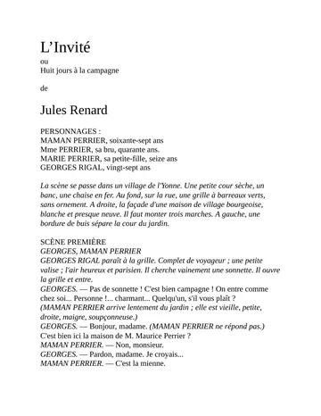 L'invite de Jules Renard, couverture du livre