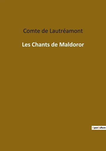 Les Chants de Maldoror de comte de Lautréamont, couverture du livre