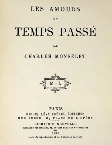 Les amours du temps passé de Charles Monselet, couverture du livre