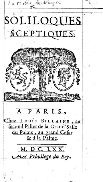 Soliloques sceptiques de François de La Mothe Le Vayer, couverture du livre