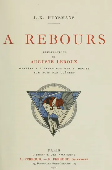 À rebours de Joris Karl Huysmans, couverture du livre