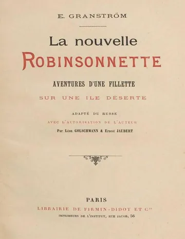 La nouvelle Robinsonnette: Aventures d'une fillette sur une île déserte d’E. Granstrem, couverture du livre