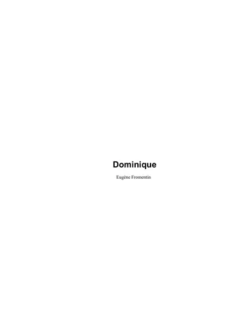 Dominique d’Eugène Fromentin, couverture du livre